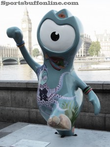 First stop on the Olympic trip - Wenlock, one of the two official mascots. Here guarding Big Ben